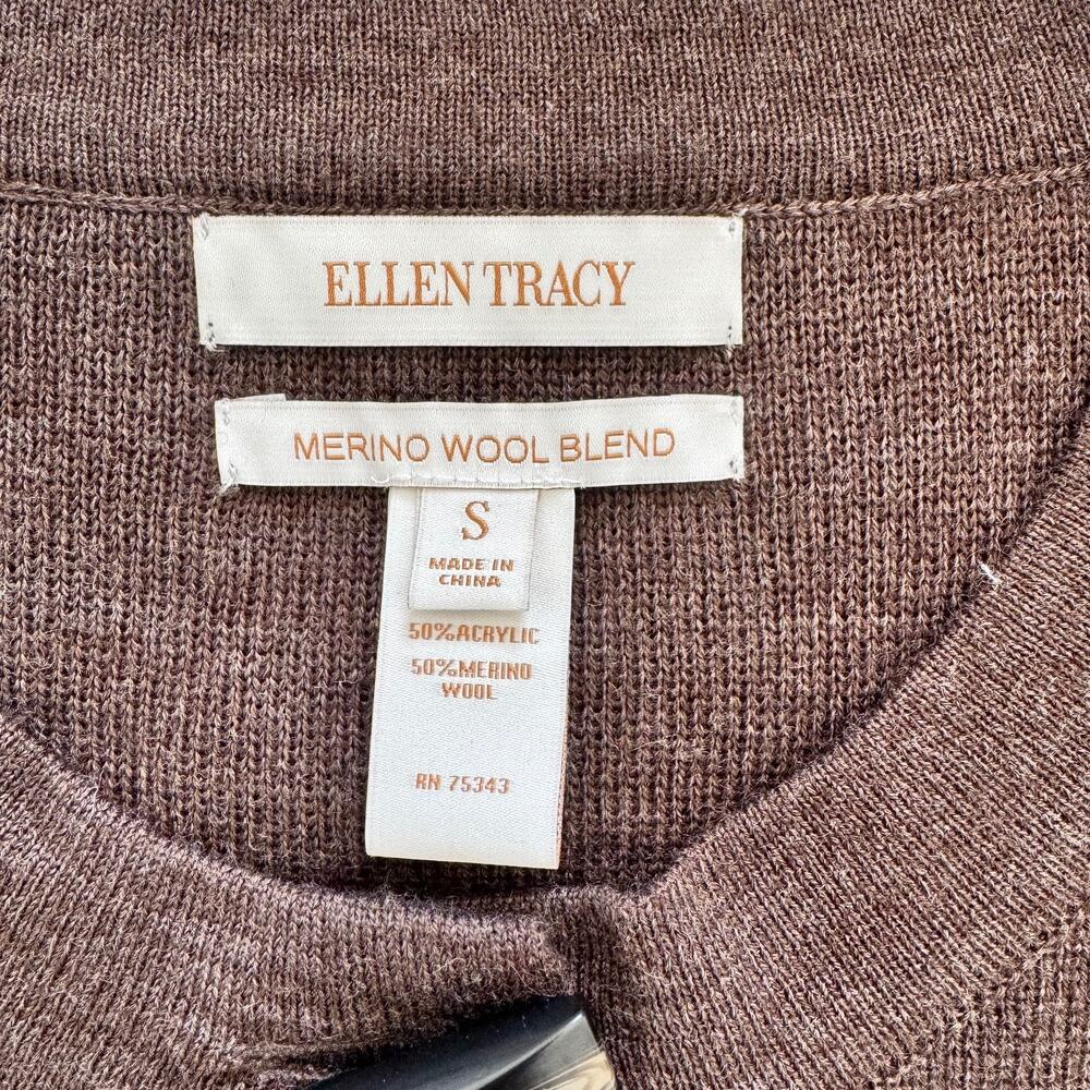 Ellen Tracy | Merino Wool Blend Longline Cardigan Sweater Size Small - Picture 8 of 9
